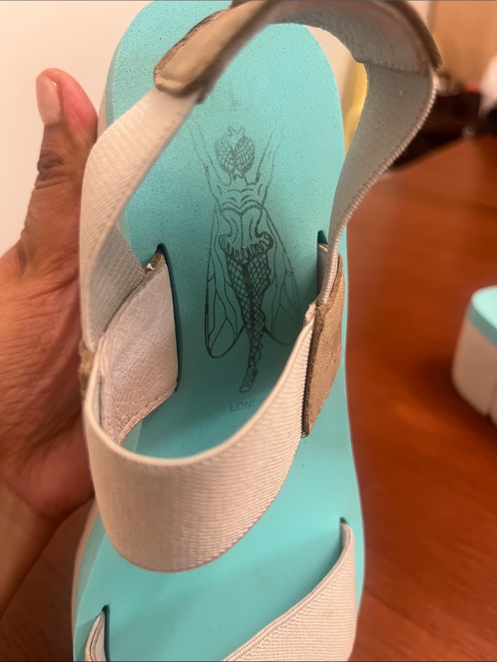 Fly London Yaci teal wedge sandals Sz 5 - Picture 5 of 11